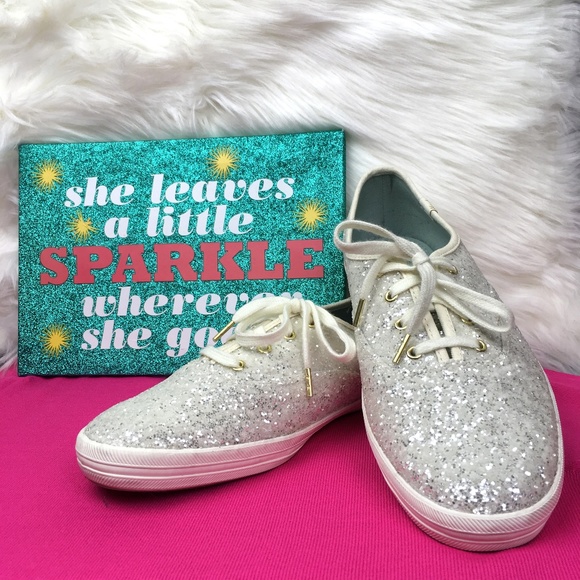 kate spade Shoes - Sparkly Silver Kate Spade Keds Sneakers 9.5